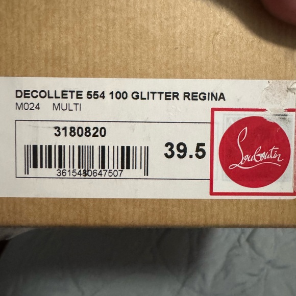 NIB CHRISTIAN LOUBOUTIN DÉCOLLETÉ 554 100 GLITTER REGINA STILETTOS - Picture 7 of 7
